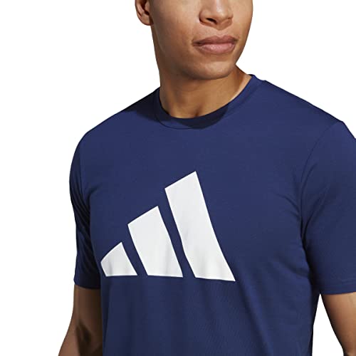 adidas Hombre Train Essentials Feelready Logo Training Tee, Dark Blue / White, L