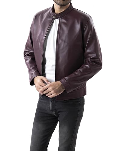 Image of Jild Classical Single Piece Lambskin Leather Jacket Men - Everyday Wear Snap Tab Collar Men's Motorcycle Leather Jacket