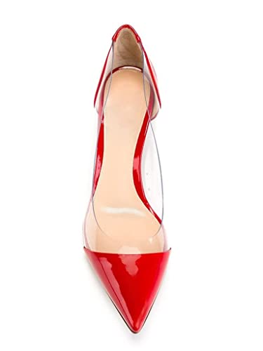 YODEKS Women's Clear Pumps Pointed Toe with 2.6" Stiletto High Heels Dress Shoes for Wedding/Party3