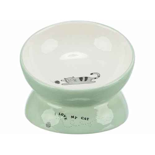 TRIXIE Futterstation aus Keramik, 0,15 l/Ø 13 cm, Salbei/Weiß