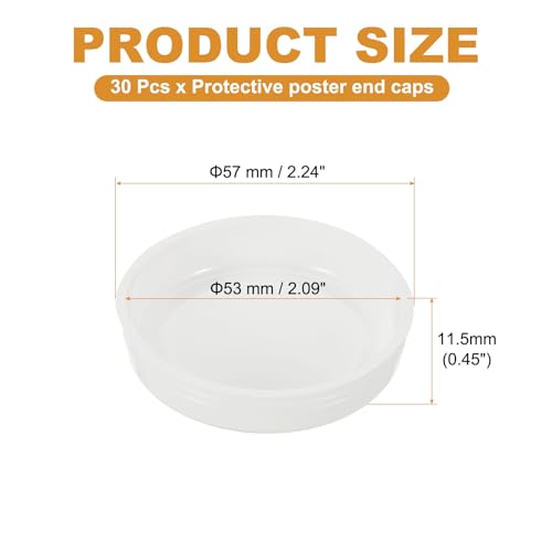 PATIKIL 30 Stück Versandröhren Plastik Endkappen 2.1 Zoll ID PE Runde Papp Versandröhren Deckel Weiße Schutz Endkappen Für Papier Dokumente Kunstwerk Aufbewahrung