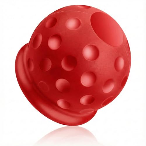 Hopzab Universal Tow Bar Ball Cover Soft Rubber Trailer Hitch Head Cover Protection Cap for 50mm Hitch Balls Car Wash Proof Abrasion Dirt Protection(Red)