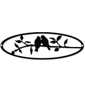 CREATCABIN Oiseaux d'amour sur Une Branche Décoration Murale en Métal Oiseaux Art Mural Silhouett...
