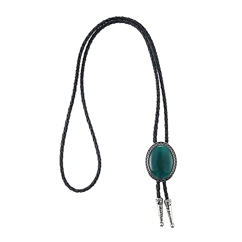 Image of Bolo Tie for Men Women Cowboy Turquoise Celtic Natural Tiger Eye Stone Longhorn Bull Western Leather Bolo Necktie