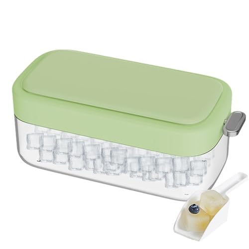 COMFOLIVING Eiswürfelschale mit Deckel und Behälter, Eiswürfelzone - Eiswürfelbereiter für Gefrierschrank mit Deckel und Behälter, Eiswürfelformen