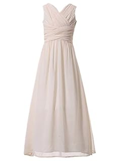 HAPPY ROSE Flower Girl's Dress Party Dresses Juniors Long Bridesmaid Dress Ivory Cream 8