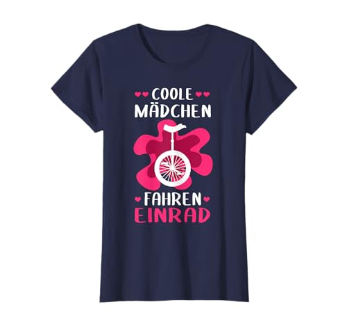 Schöne Geschenkideen für sportliche Mädchen - Coole Mädchen fahren Einrad! T-Shirt - Blau - S - Retro - Rundhals - Halbarm - Damen/Sport - Mädchen - Winter