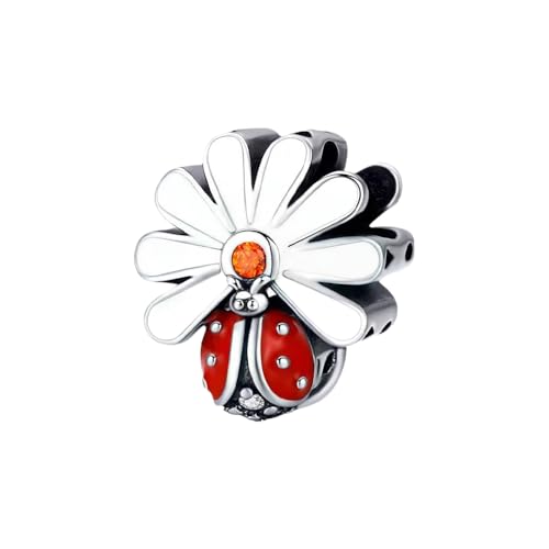 WINRARO Marienkäfer für Armbänder, 925 Sterling Silber DIY Perlenanhänger Schmuck Geschenk für Frauen Mädchen Mutter Familie