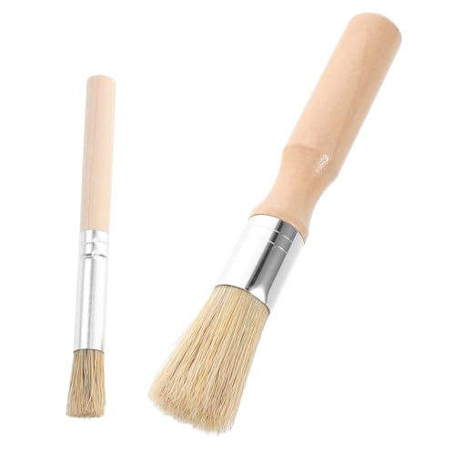 HOMSFOU 2pcs Wooden Handle Kitchen Brush Soft Bristle Pastry Brush for Oil Sauce Spreading Versatile Bbq Baking Tool for Cooking Dyeing Comfortable Grip