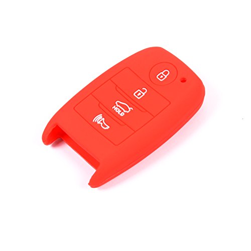 Velsman 4 Buttons Silicone Key Fob Cover Case Protector Key Remote Cover Holder Compatible With Kia Optima K3 Cerato Forte Sorento Rio Rio5 Niro Soul With Wrist Strap (Red) #TOP2