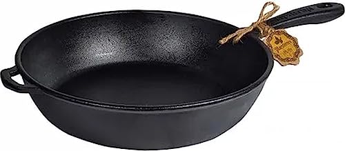 Padella Sauté in Ghisa Ø24 x 6 cm – Padella Multifunzionale in Ghisa – Compatibile con Induzione & Forno – PFAS-Free – Per Rosolare, Saltare & Cuocere al Forno – Ideale per BBQ & Cucina – Nero Opaco
