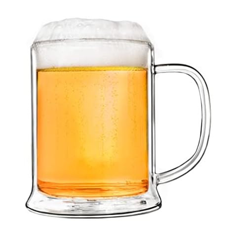 Creano 1x Double-Walled Beer Glass/Deco Glass Beer Tankard | 500ml Cover
