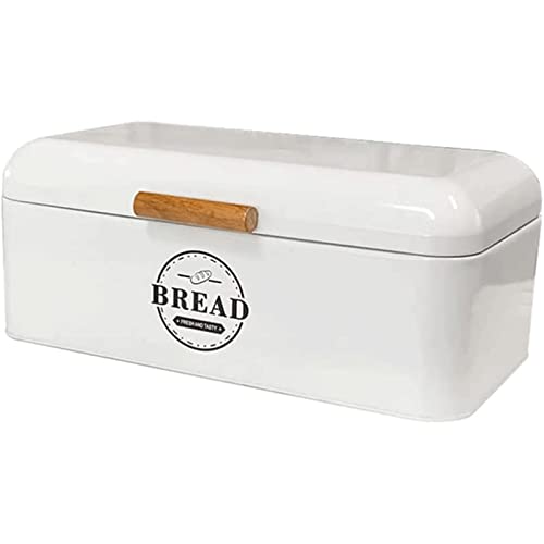 OLOTU White Bread Holder - Metal Multifunctional Bread Bin for Countertop Storage of Loaves, Pastries, Bagels and Chips