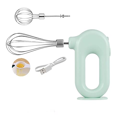 Sonew Batidora de Mano Eléctrica Inalámbrica USB Recargable 1500mAh con Cuatro Velocidades para Mezclar Fácilmente Blanco (GREEN)