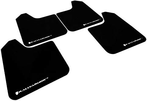 Rally Armor MF12-UR-BLK/WH Black, White Mud Flap with Logo (Universal Fitment (no Hardware) UR), 1 Pack
