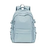 Fryloo Mochila Escolar Impermeable para Hombres, Computadora Portátil Universitaria De Alta Capacidad, Viaje Kawaii Uso Diario Y Desplazamientos-Azul Claro