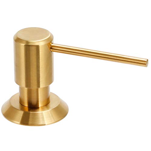 Built In Sink Soap Dispenser Brushed Gold Bottle Stainless Steel Pump Head Brass