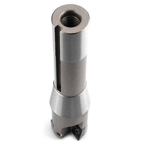 Image of OSCARBIDE Indexable End Mill R8 Shank,3 Flutes 1-1 /4 inch Cutting Diameter | 5-27 /32 inch Overall L | 3 APKT1604 Carbide Inserts | 90 Square Shoulder Milling | Smooth Finishing | Long-Lasting Tool Life