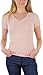 ToBeInStyle Women's Wide Neck Band V-Neck S.S. Tee - Dusty Peach - Medium