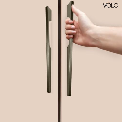 Image of VOLO Aluminium Wardrobe Handle - Elegant Pull Handle for Wardrobe Doors, Cabinet Doors, and Drawers in Kitchen, Office, and Bedroom (Pack of 2 Pieces) (SAC-40 Satin 12 Inc (288mm))