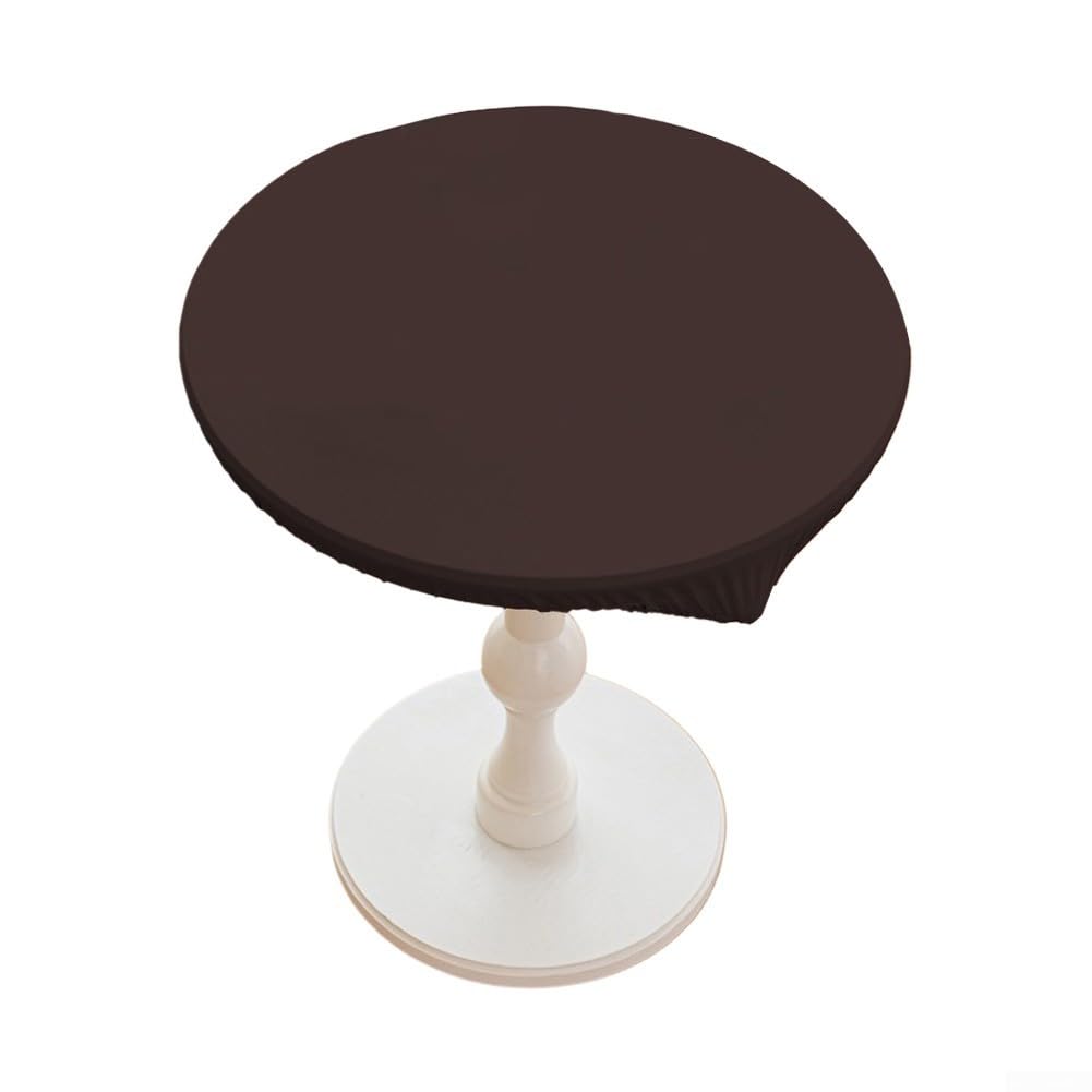 Funda elástica redonda de 70 cm de cuero impermeable media cubierta elástica para muebles de jardín y patio, color sólido para decoración de bodas, café (80 cm, gris claro)