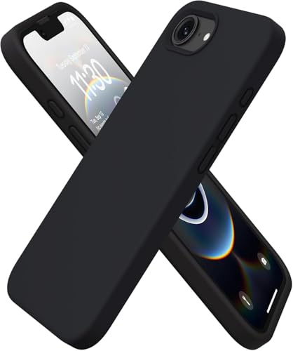 Image of DIZORO Compatible with iPhone 17e / iPhone 16e Case 6.1 inch Liquid Silicone 3 Layers Full Covered Soft Gel Rubber Phone Case,Shockproof Protective Cover with Anti-Scratch Microfiber Lining-Black