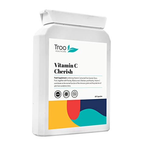 Vitamin C Food Form 60 Capsules | Food State Vitamin C Supplement for Superior Absorption | Acerola Cherry | UK Manufactured