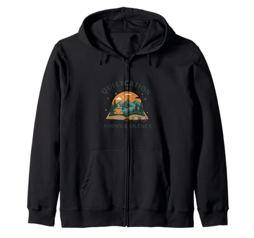 Lindo amante de los libros Quietcation Camping Lectura Bookworm Bookish Sudadera con Capucha
