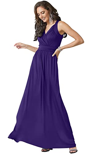 Image of KOH KOH Womens Long Sleeveless Flowy Bridesmaid Cocktail Evening Gown Maxi Dress