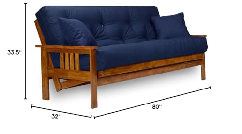 Nirvana Futons NF-SFRD-FL-SET-106 Stanford Futon Set - Full Size Futon Frame With Mattress Included (8 Inch Thick Mattress, Twill Navy Blue Color), Heavy Duty Wood thumb #2