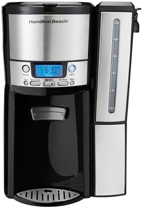 Hamilton Beach One Press Programmable Dispensing 12 Cup Coffee Maker with Internal Coffee Pot, Stays Warm and Fresh for Hours, 60 oz. Removable Reservoir, Black & Stainless Steel (47950)