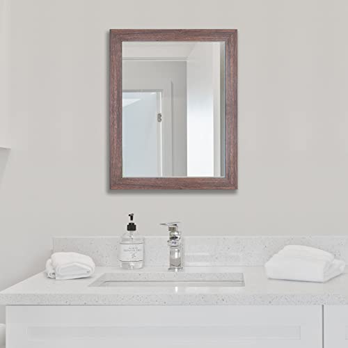 Ruomeng Rectangular Wall Mirror 16" X 20" For Bathroom, Bedroom, Entryway, Living Room, Walnut #TOP1