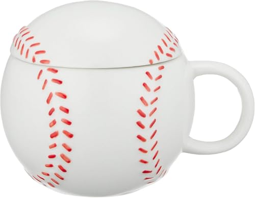 ZONSUSE Taza de Béisbol, Tazas Desayuno Béisbol, Divertida Mug Esférica, Taza Personalizada con Tapa, Regalo Original para Profesores, Entrenadores y Niños, Cumpleaños, Festivo 380ml (Baseball)