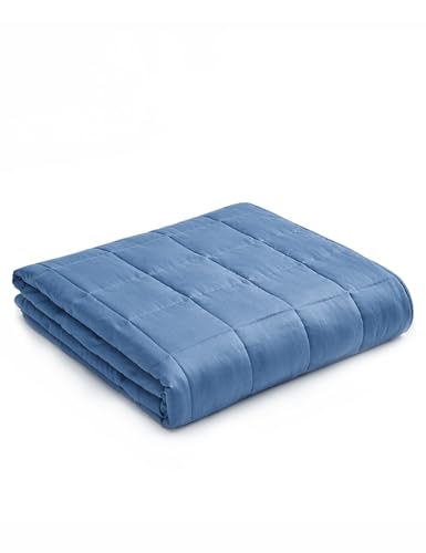 YnM Weighted Blanket, Oeko-Tex Certified Breathable Cotton Material with Premium Glass Beads (Monaco Blue, 36''x48'' 5lbs), Suit for One Person(~40lb) Use on Twin Bed