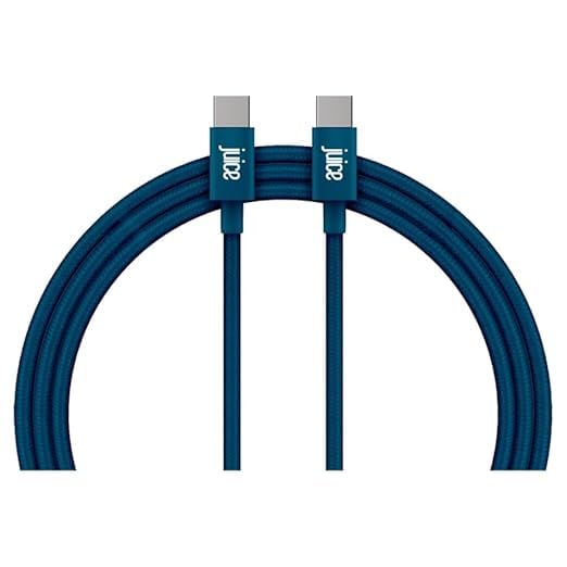 Juice Cable tipo C a tipo C trenzado de 2 m, carga rápida tipo C, cable de datos trenzado compatible con iPhone 16, 16 Pro, 15, 15 Pro, iPad Air 5 Galaxy S23 S22 Ultra Mi 11 Note 10 Pixel 9 (azul