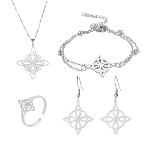 CelticKnot Necklace Witches Knot Earring Ring Double Layer Chain Bracelets