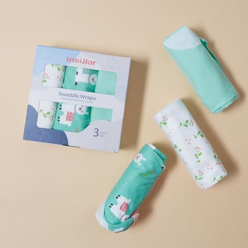 Image of insular Baby Swaddle Wrap, Swaddle Blanket for Newborn and Infant, Adjustable Swaddling Set for Boy and Girl, Soft Cotton Baby Sleep Sack 3 Pack, Alpaca, Medium(3-6 Month)