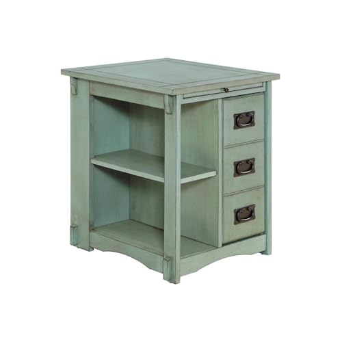 HomeStock Antique Teal Side Table with Storage - Console Table,