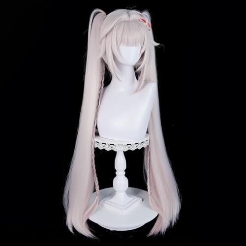 Image of LABEAUTE Sparxie Cosplay Wig 39.37 inch Long Light Pink Straight Wig with Dual Ponytails for Honkai Star Rail Synthetic Hair Wig for Anime Game Role Play Halloween Christmas Daily Party