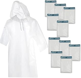Quanerba 10 Pack of Waterproof Poncho Unisex,Disposable Rain Poncho with Drawstring Hood for Adult, for Festivals, Camping