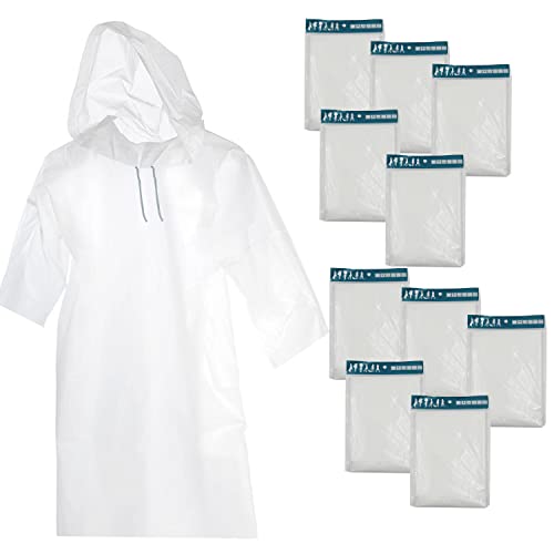 Quanerba 10 Piezas Chubasqueros Impermeable, Ponchos Impermeables Transparentede EVA Portátil Reutilizable con Cubierta Para Viajes, poncho de lluvia con capucha Cover