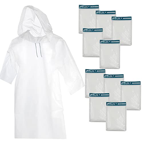 Quanerba 10 Pack of Waterproof Poncho Unisex,Disposable Rain Poncho with Drawstring Hood for Adult, for Festivals, Camping