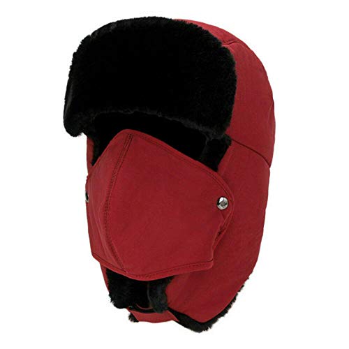 Chapka homme avec masque de ski chapeau trappeur russe d'hiver noir pour le grand froid extérieur