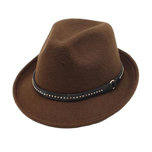 Image of Fedora Hats Classic Decorative Panama Hat for Stage Performance Events Travel Deep Brown|Clothing Shoes & Accessories|Mens Accessories|Hats