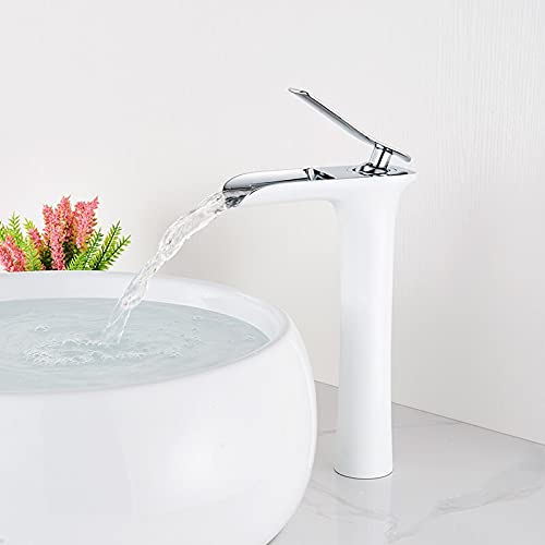 Basin Faucets Modern White Bathroom Faucet Waterfall Faucets Single Hole Cold and Hot Water Mixer Tap Basin Faucet Mixer Taps