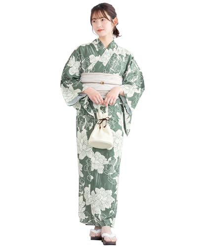 [SOUBIEN] ソウビエン 浴衣 3点 セット セパレート 新二部式浴衣 floro レディース (浴衣/兵児帯/伊達締め) フリーサイズ 東雲の洋花×薄ベージュ ykf10304-obs10060 - SOUBIEN - 商品画像