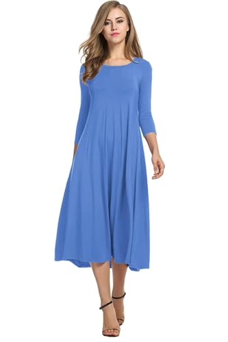 Image of HOTOUCH Women's 3 /4 Sleeve A-line and Flare Midi Long Dress
