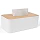 UHETLET Kosmetiktücher Box Holz Tücherbox mit Deckel aus Bambus Taschentücher Box 26x13x9cm Tücherbox Weiß Nachfüllbar Taschentuchbox Quadratisch Tissue Boxen Taschentuchspender für Handelsübliche