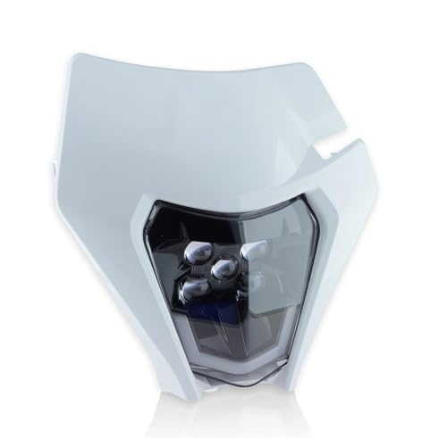 Generico LED Faro Anteriore Universale Motocross Mascherina Moto con Faro V-Face Universale Cross Enduro Supermoto Bianco