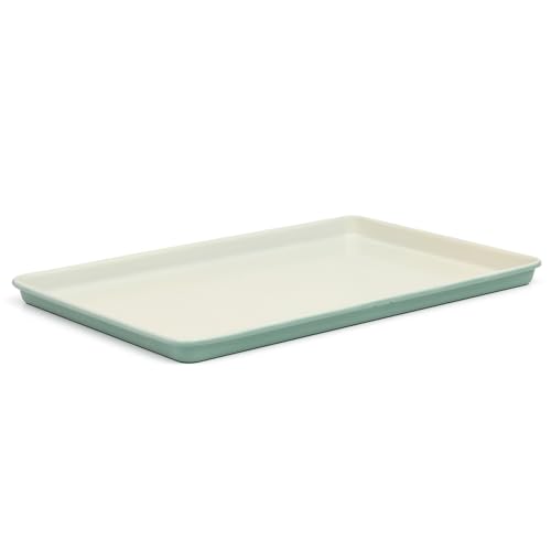 Martha Stewart Gallen 17 x 11 Inch Nonstick Carbon Steel Cookie Sheet Teal Durable Bakeware for Even Baking and Easy Cleanup